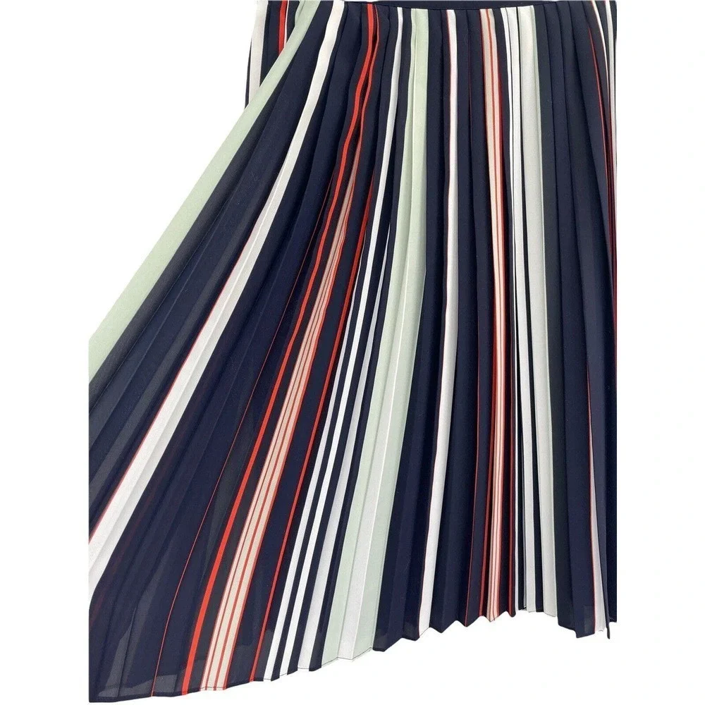 Rebecca Minkoff Madeline Pleated Skirt Striped A-Line Size 10 NWT $228